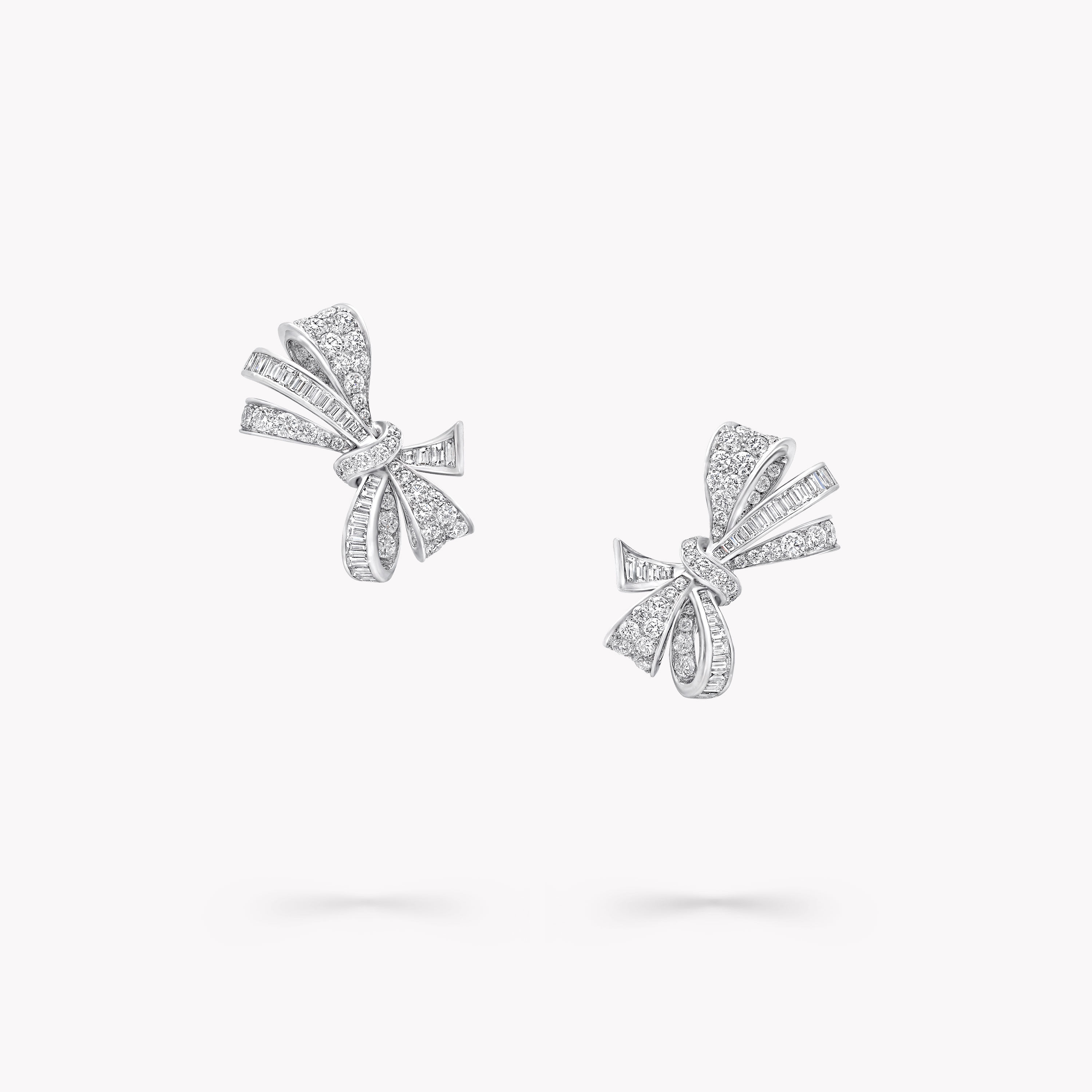 Tilda's Bow Classic Diamond Stud Earrings, White Gold - Graff