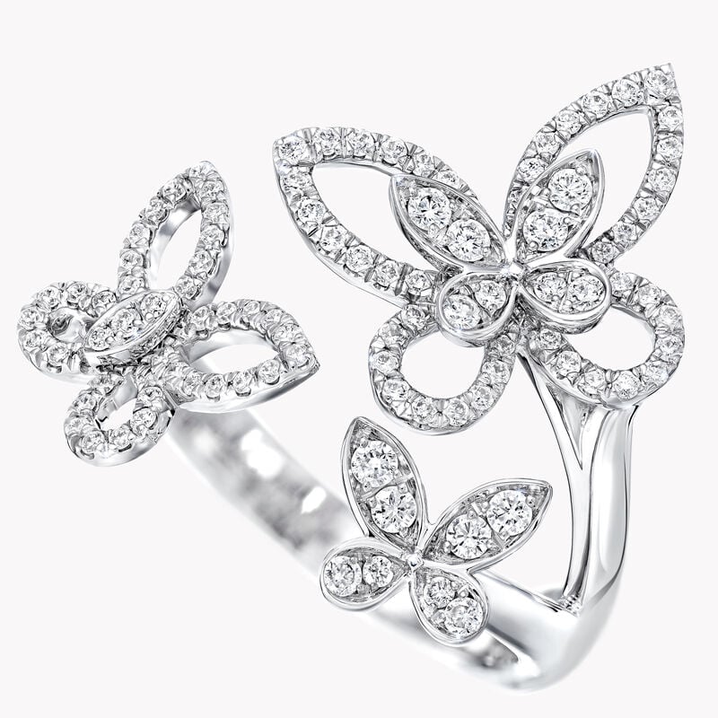 Triple Butterfly Silhouette Diamond Ring