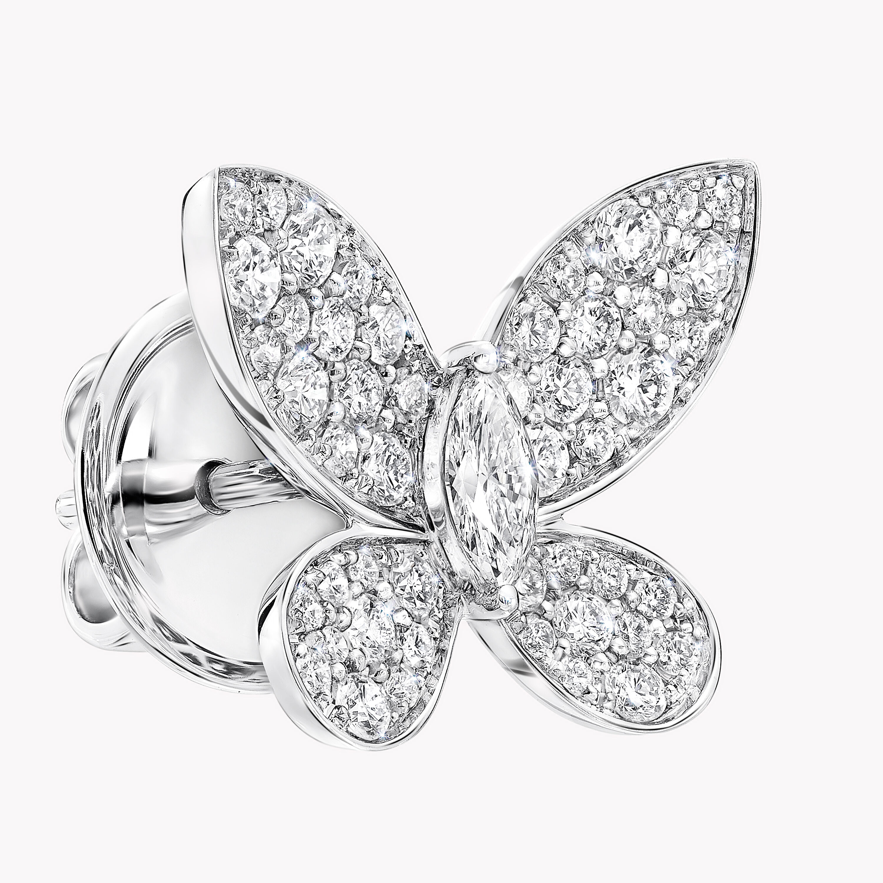 Sterling Silver 925 Diamond Flying Butterfly Insect Elegant Petite Pendant 