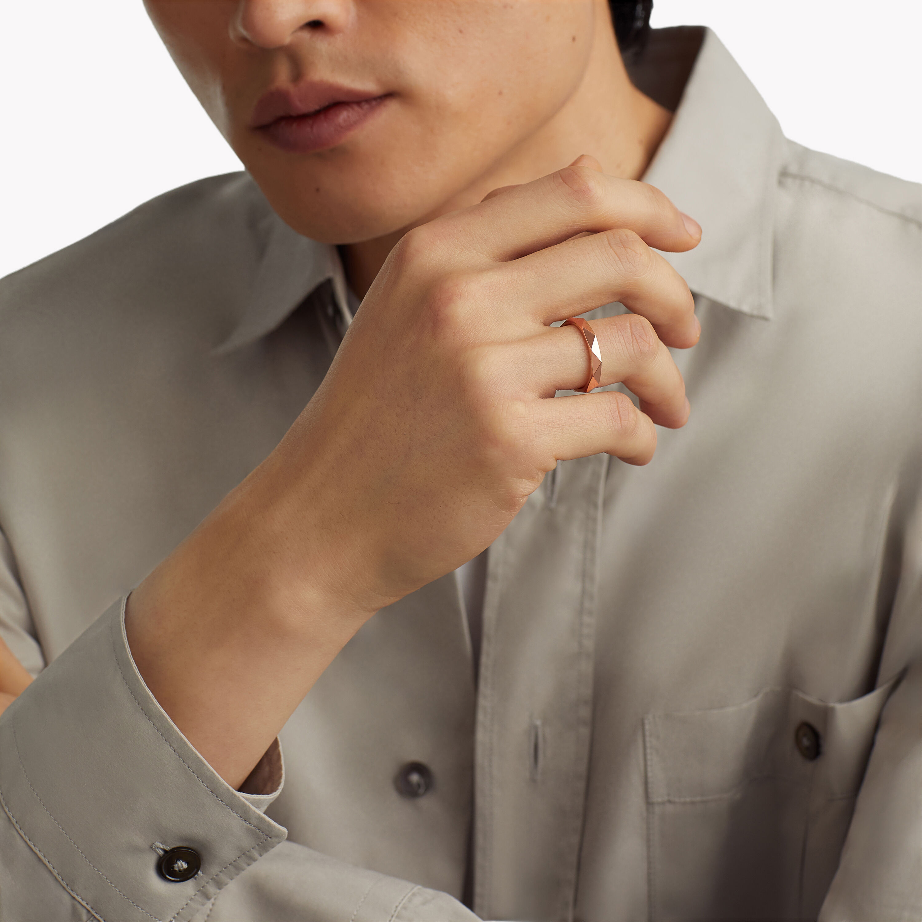 ローレンス グラフ シグネチャー バンド, ローズゴールド、3.2㎜ - Graff