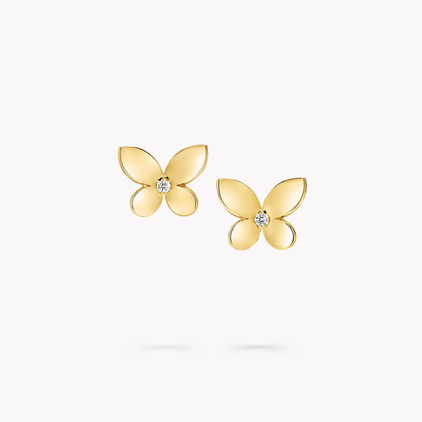 Clous d’oreilles Butterfly en diamants taille pavé, , hi-res