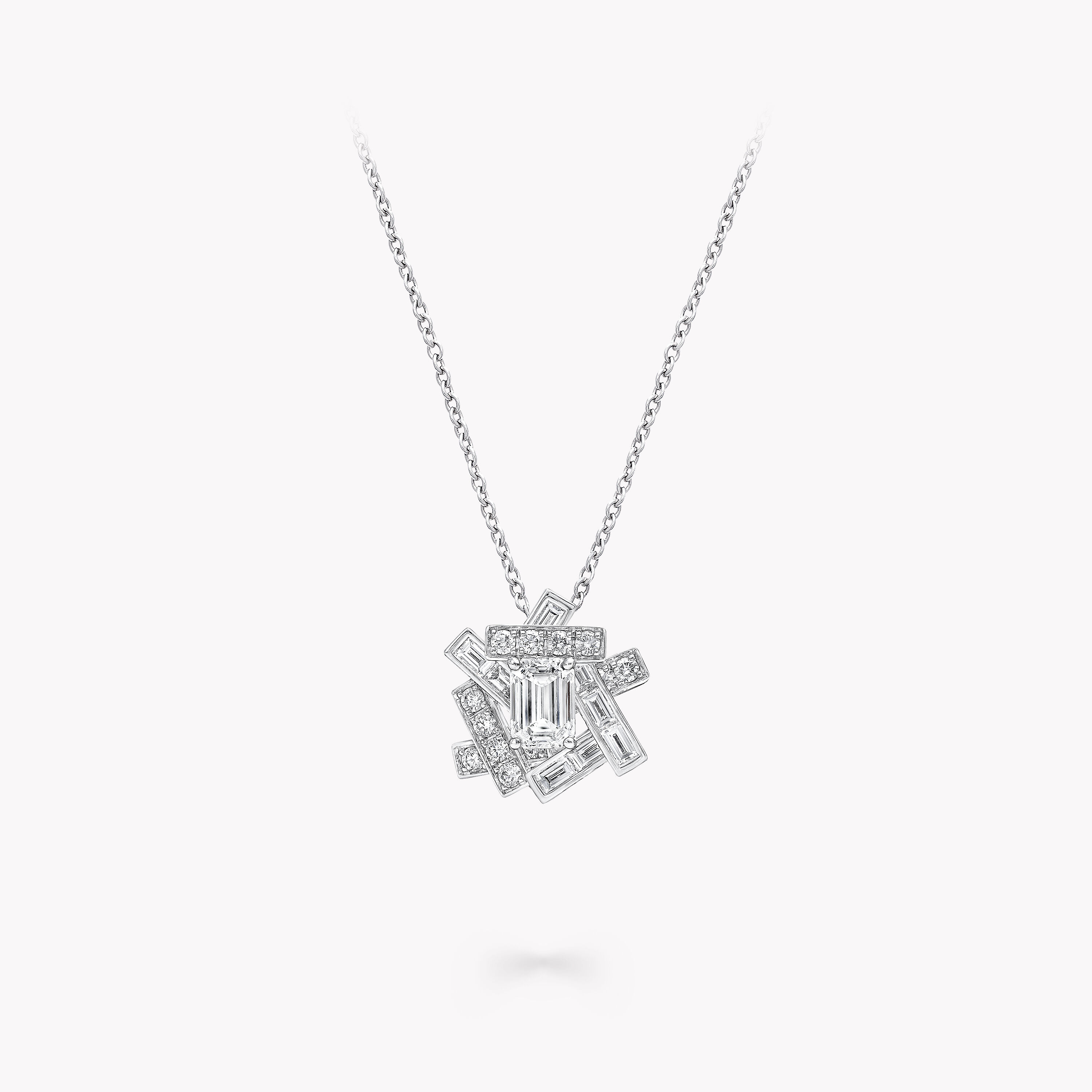 Threads Emerald Cut Diamond Pendant, white gold - Graff