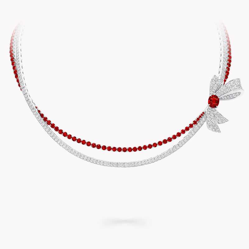 Tilda's Bow Diamond and Ruby  Necklace