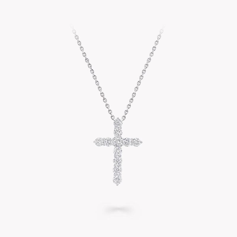 大号圆形钻石十字架造型吊坠 白金 格拉夫