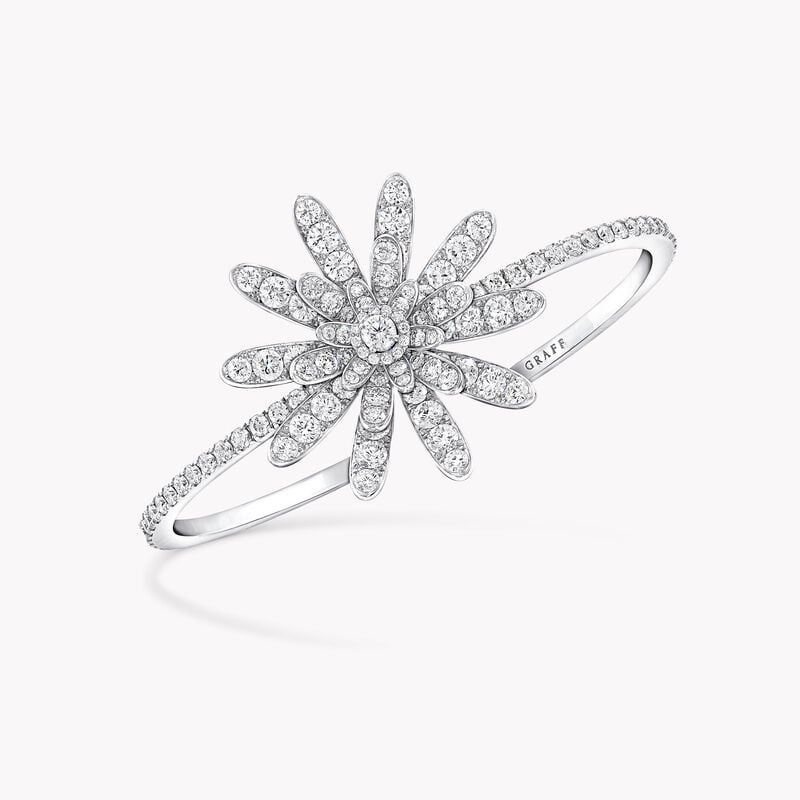Grand bracelet jonc abstrait en diamants Wild Flower