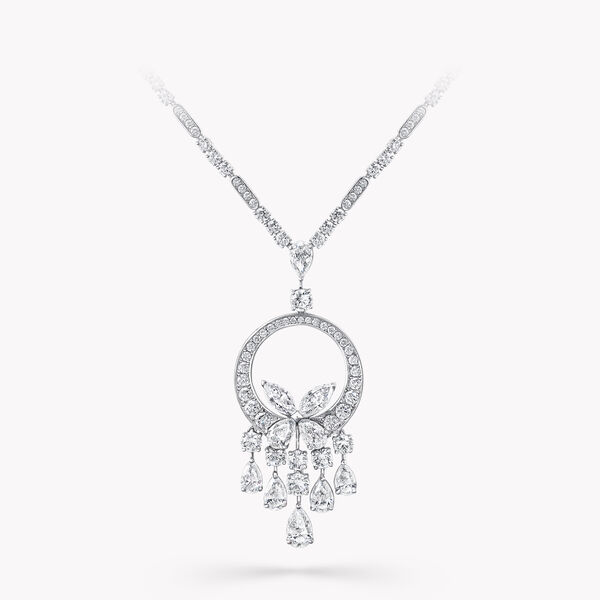 Classic Butterfly Chandelier Diamond Necklace, , hi-res