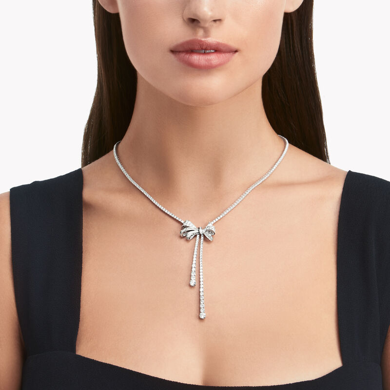 Tilda’s Bow Double Strand Round Diamond Necklace, , hi-res