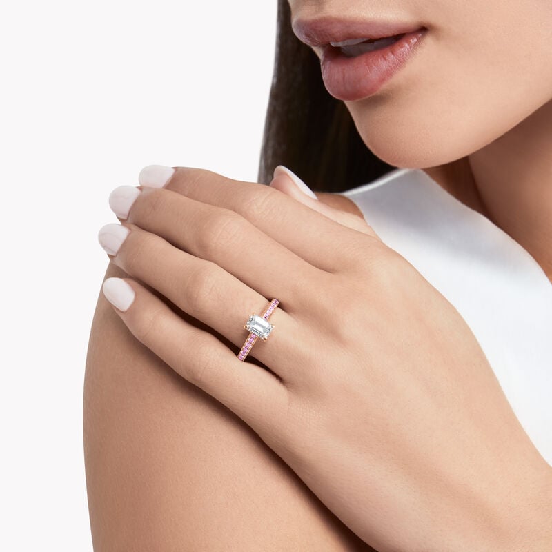 Flame Emerald Cut Diamond Engagement Ring