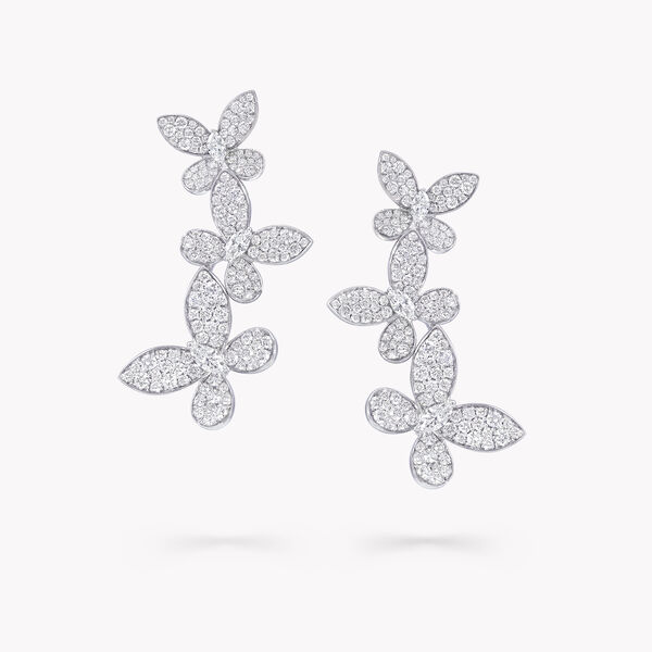 Boucles d'oreilles « goutte » en diamants Triple Pavé Butterfly, , hi-res