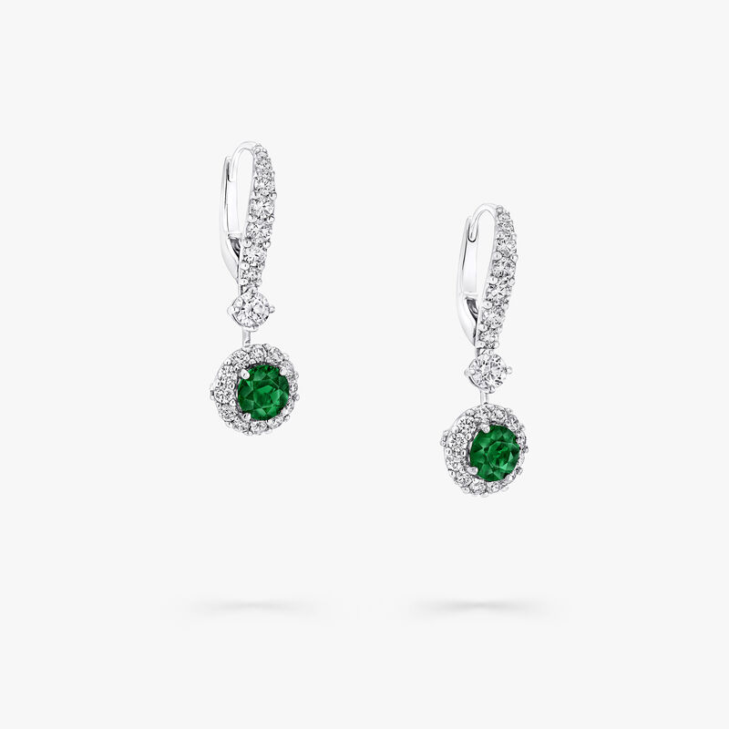 Icon Round Emerald and Diamond Earrings, , hi-res