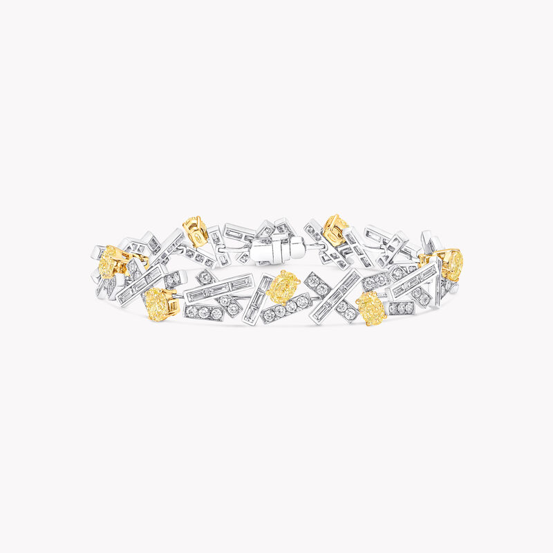 Bracelet haute joaillerie en diamants blancs et jaunes Threads, , hi-res