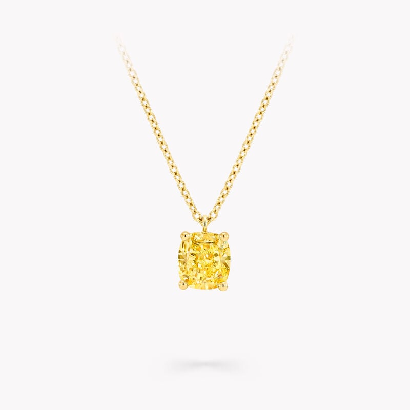 Cushion Cut Yellow Diamond Pendant