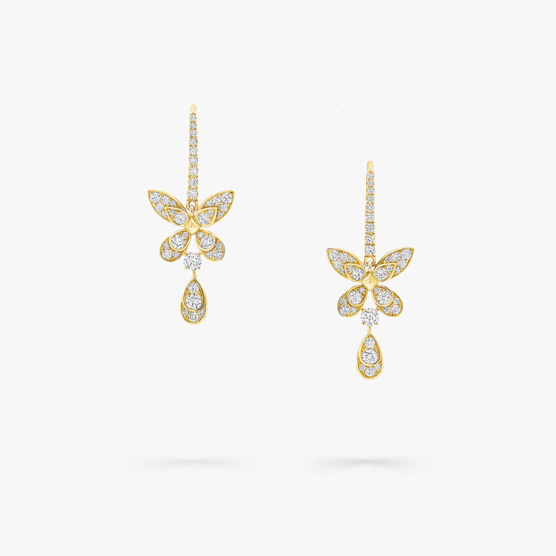 Pav&eacute; Butterfly Diamond Drop Earrings