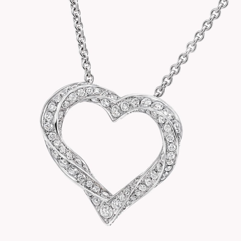 Spiral Heart Silhouette Pav&eacute; Diamond Pendant