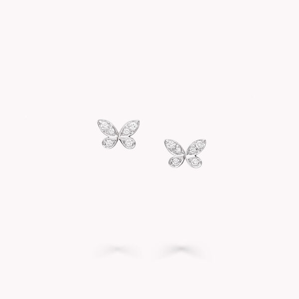 Petits clous d’oreilles Butterfly en diamants taille pavé, , hi-res