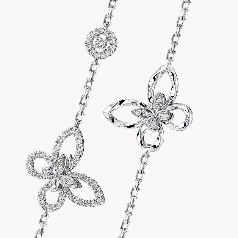 Butterfly Silhouette Diamond Long Necklace