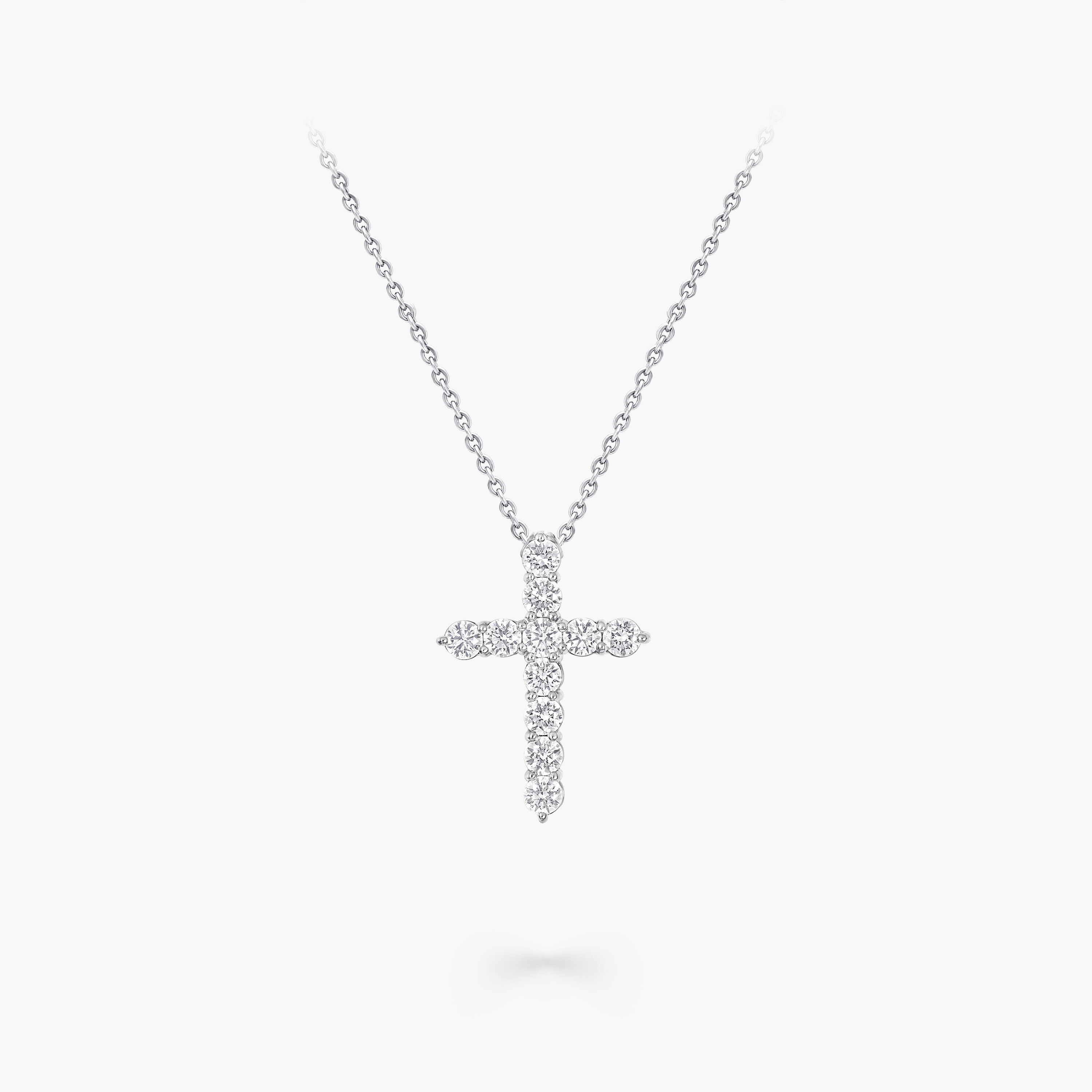 REAL Made-by-Order 9K White Gold Natural Diamonds Cross Necklace with 9K Chain 