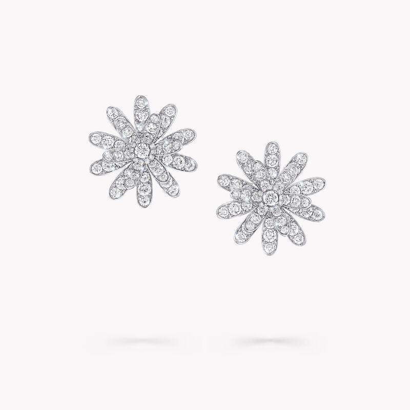 Large Wild Flower Abstract Diamond Earrings, , hi-res