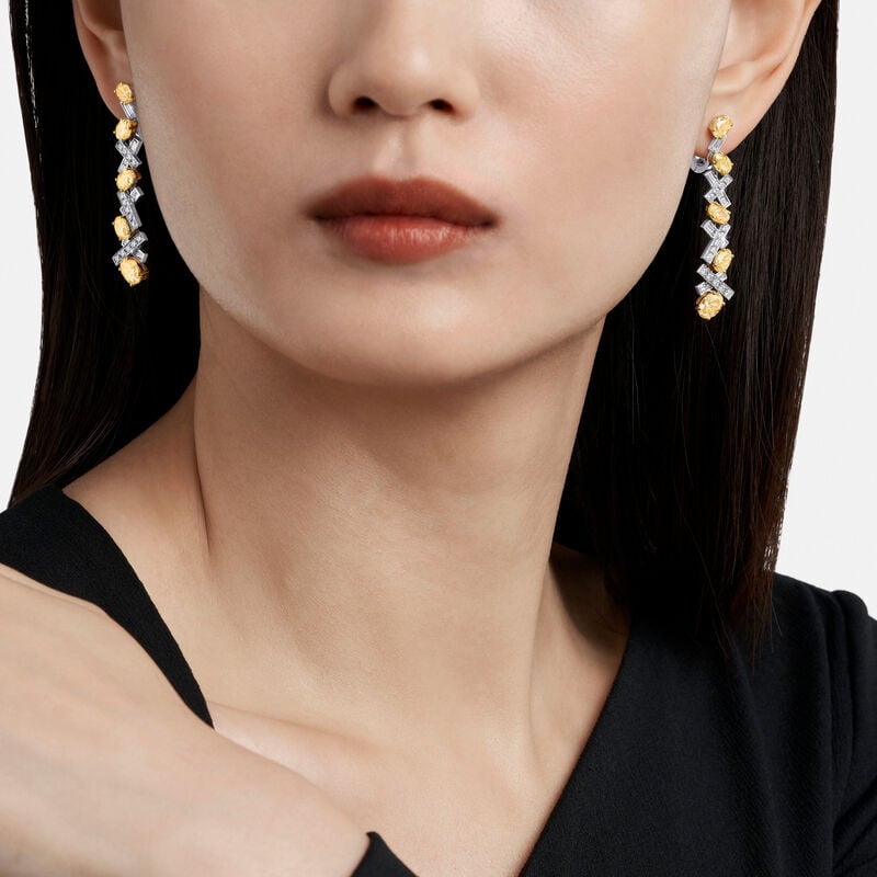 Threads Yellow and White Diamond High Jewellery Earrings