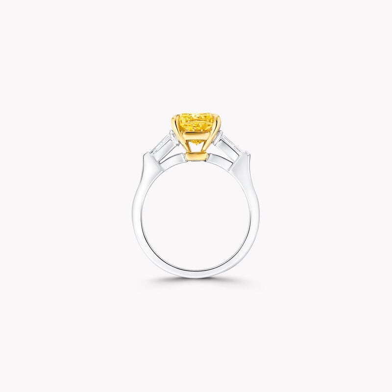 Bague de fiançailles en diamants jaunes taille émeraude Promise