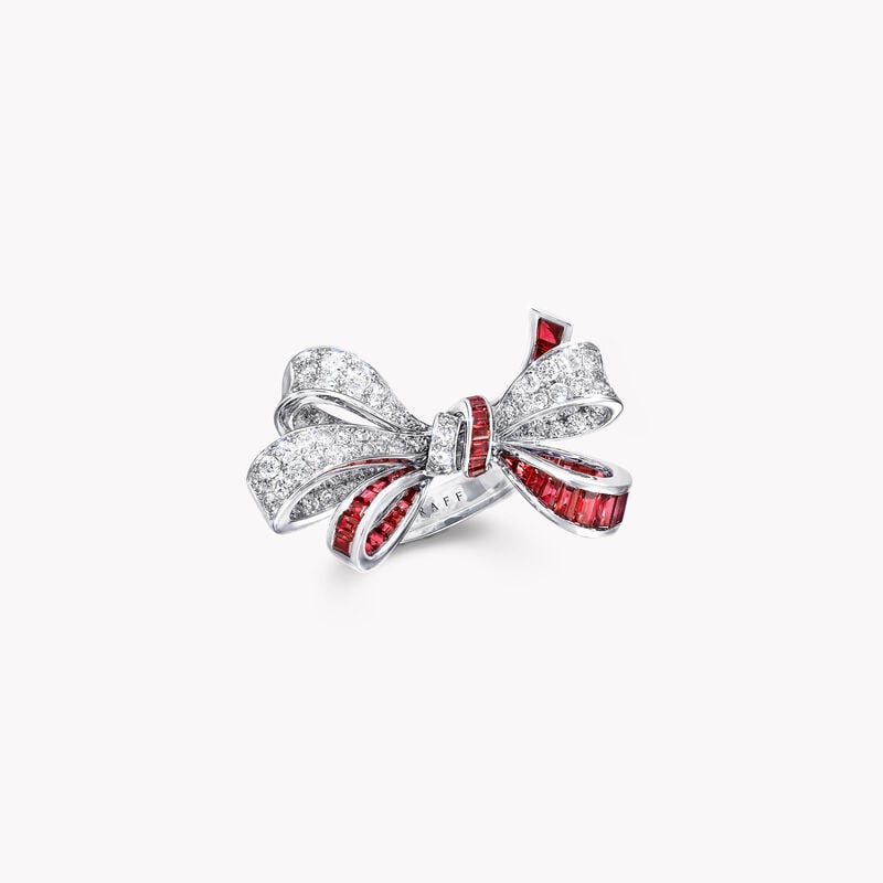 Tilda's Bow Double Knot Ruby and Diamond Ring