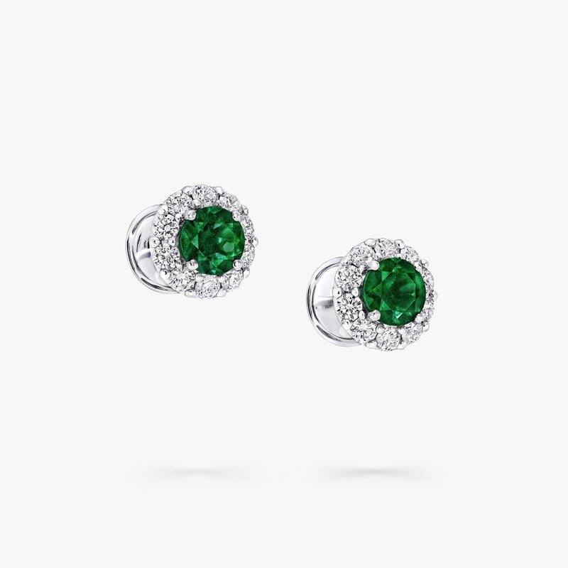 Icon Round Emerald and Diamond Stud Earrings