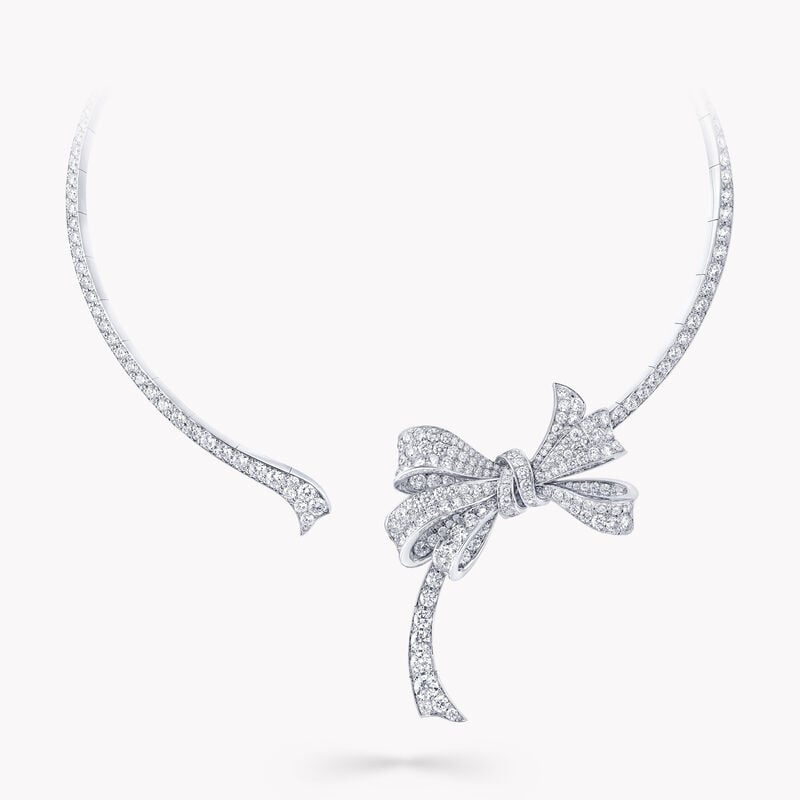 Tilda's Bow Pavé Diamond Cuff Necklace