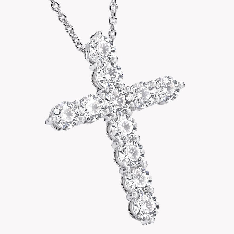 Grand pendentif croix en diamants ronds