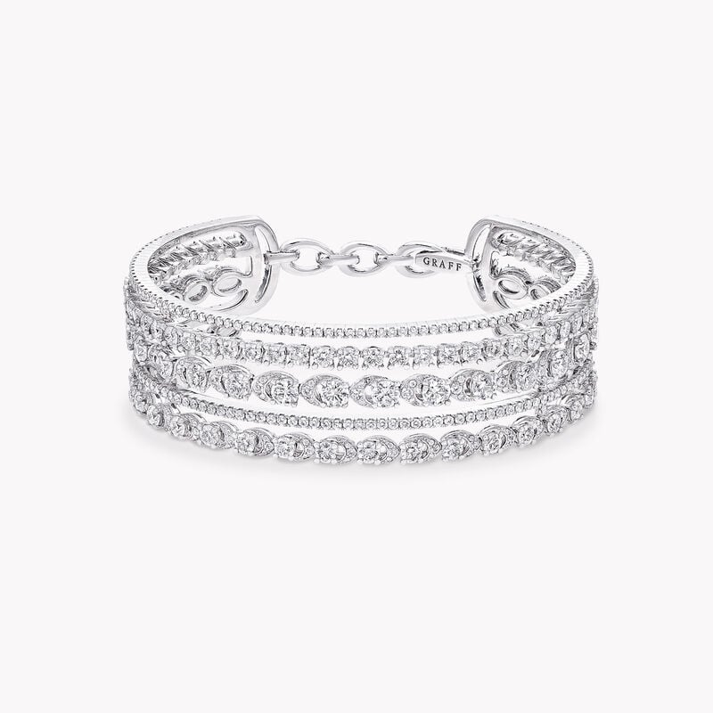 Bracelet cinw rangs en diamants motif Portail Graff