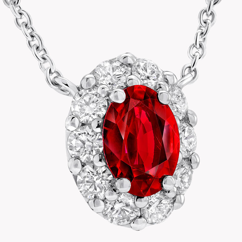 Icon橢圓形紅寶石和鑽石吊墜