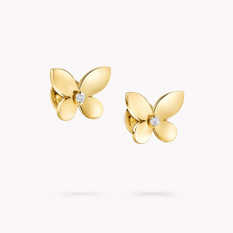 Clous d’oreilles Butterfly en diamants taille pavé, , hi-res