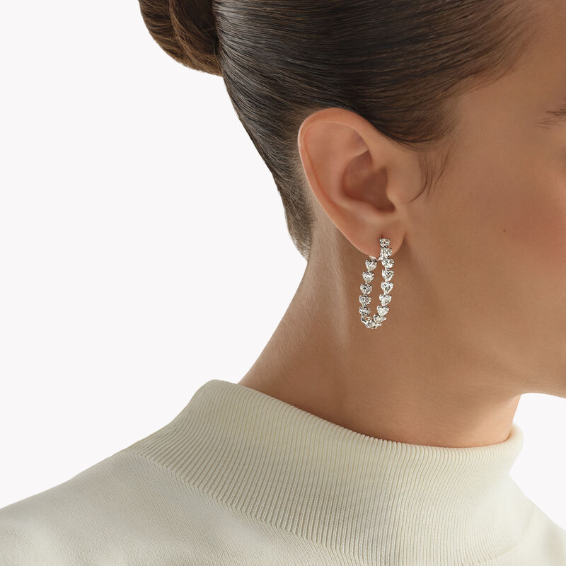 Heart Shape Diamond Hoop Earrings