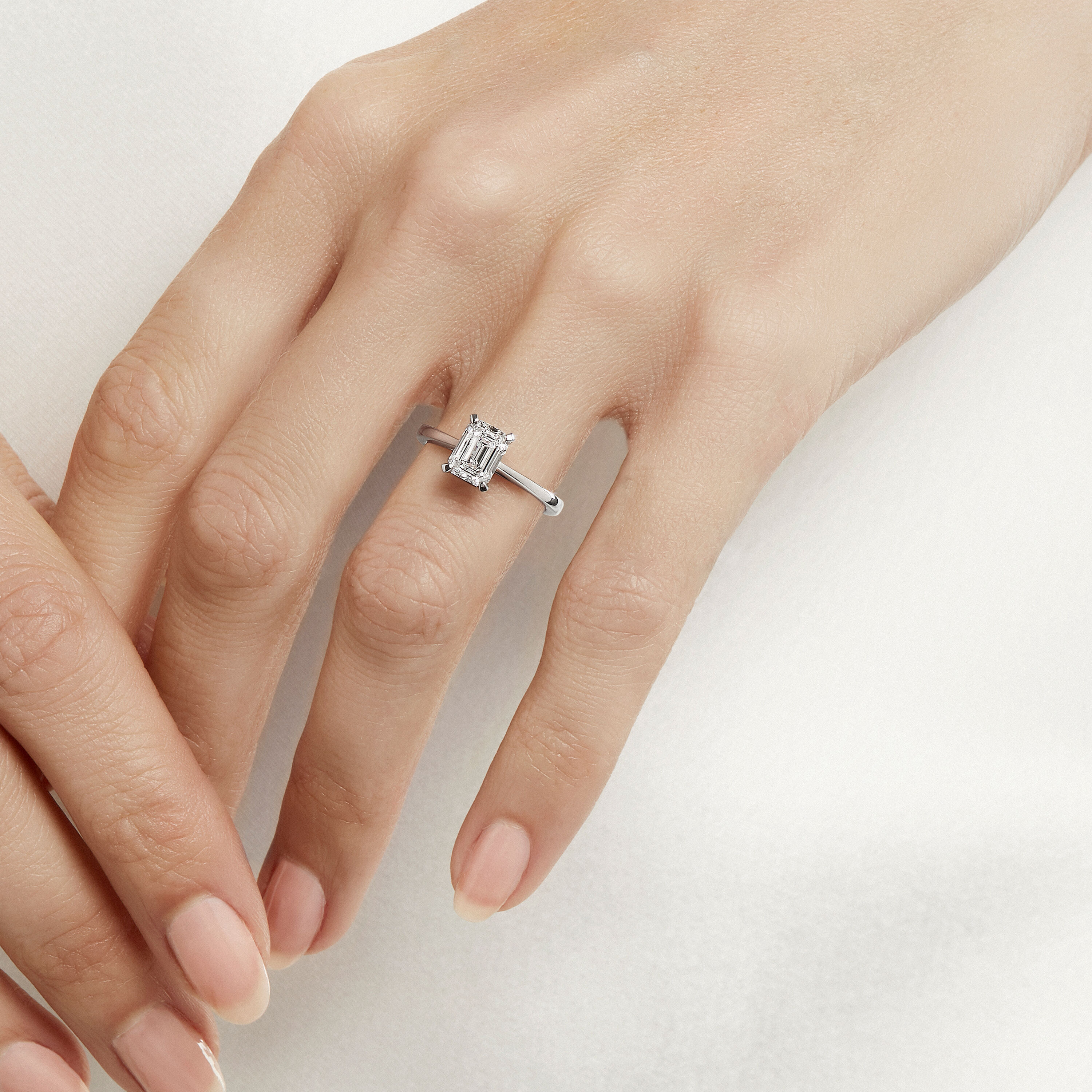 Cameron - 14k White Gold 1.25 Carat Emerald Cut Straight Natural Diamond  Engagement Ring @ $2950 | Gabriel & Co.