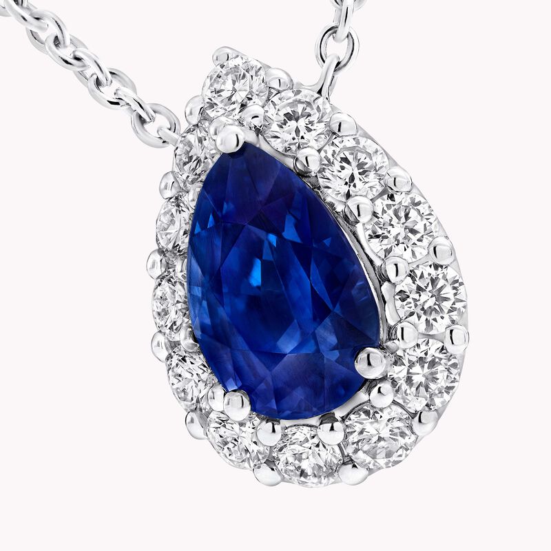 Icon梨形蓝宝石和钻石吊坠, , hi-res