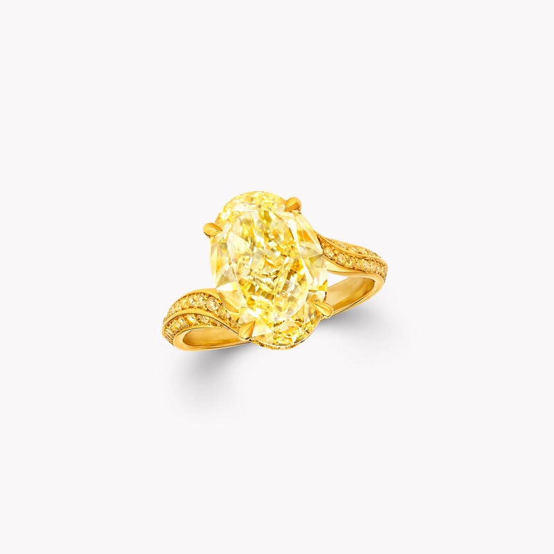 橢圓形黃鑽高級珠寶戒指, , hi-res