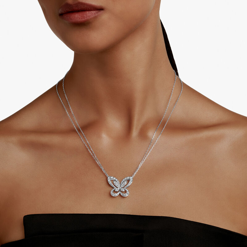 Butterfly Silhouette Large Diamond Pendant, , hi-res