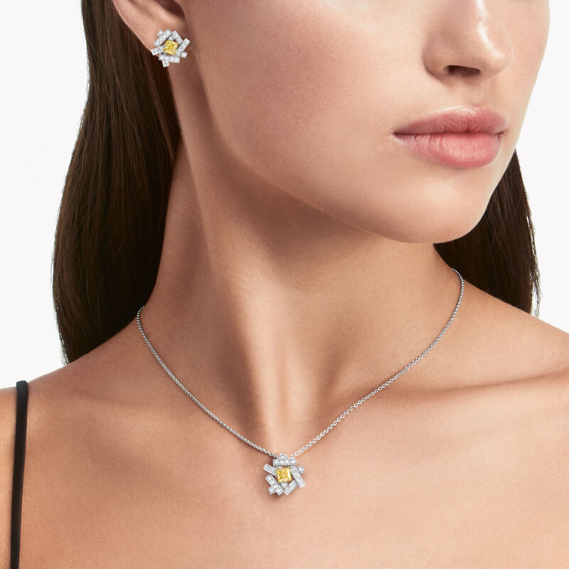 Threads Yellow and White Diamond Pendant