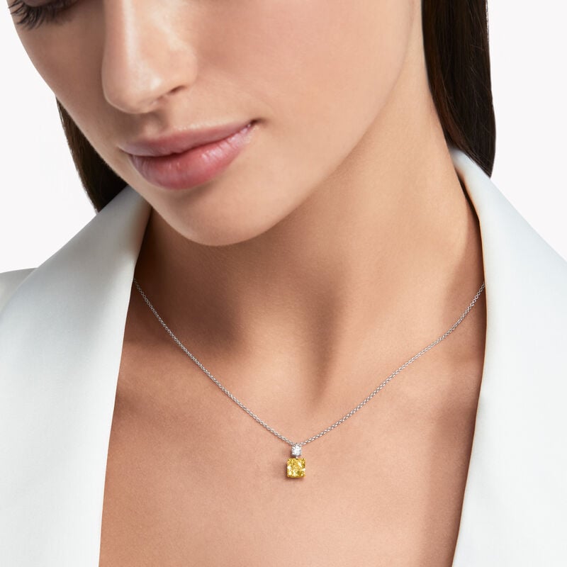 Radiant Cut Yellow Diamond Pendant
