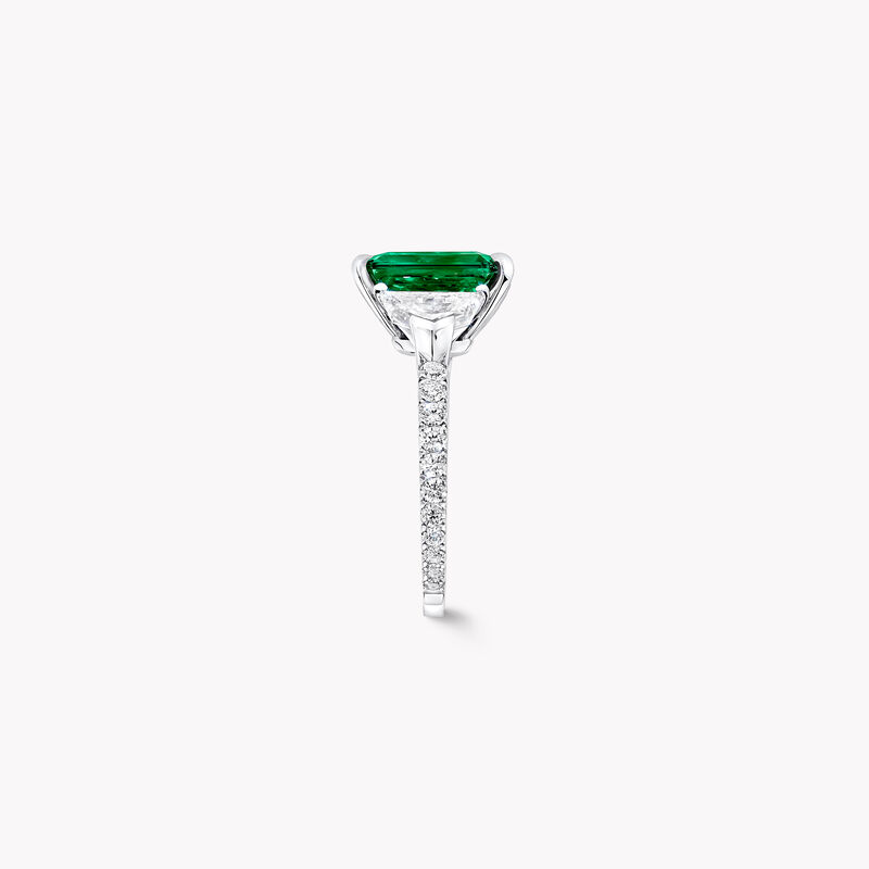 Emerald Cut Emerald and Diamond Solitaire Ring