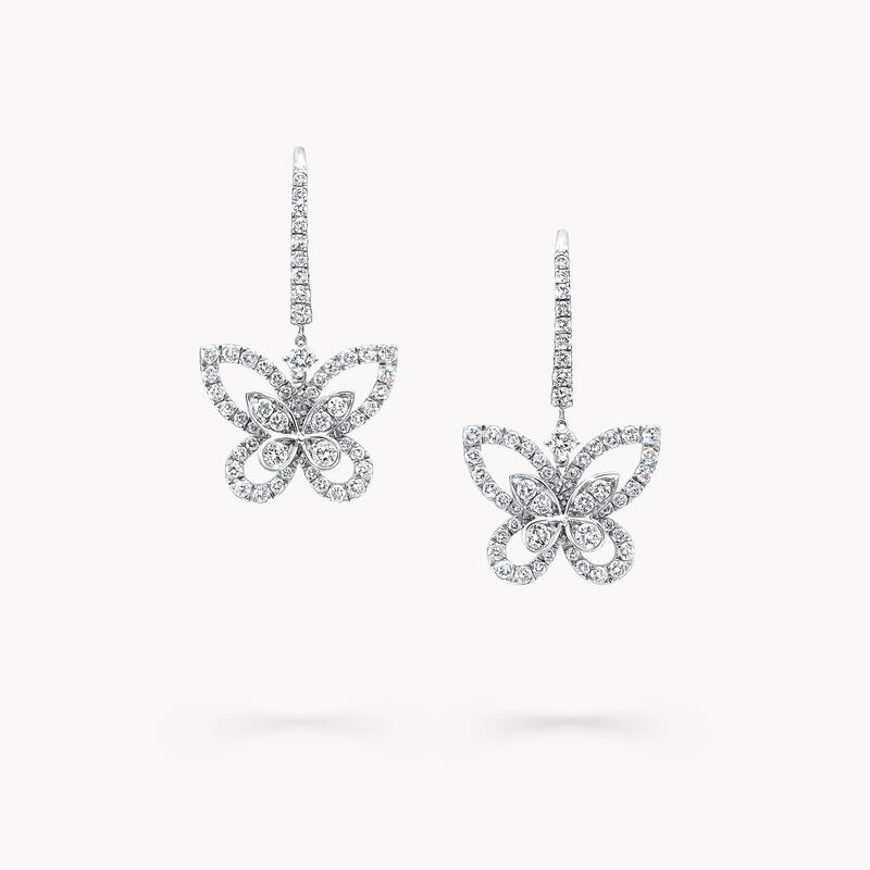 Butterfly Silhouette Diamond Drop Earrings, , hi-res
