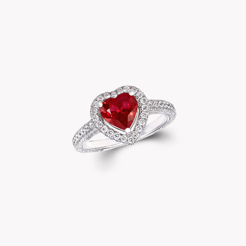 Constellation Heart Shape Ruby and Diamond Engagement Ring