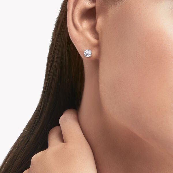 Round Diamond Stud Earrings, , hi-res