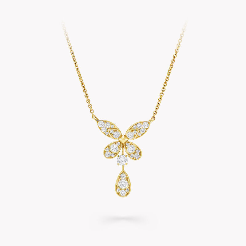 Pav&eacute; Butterfly Diamond Drop Pendant 