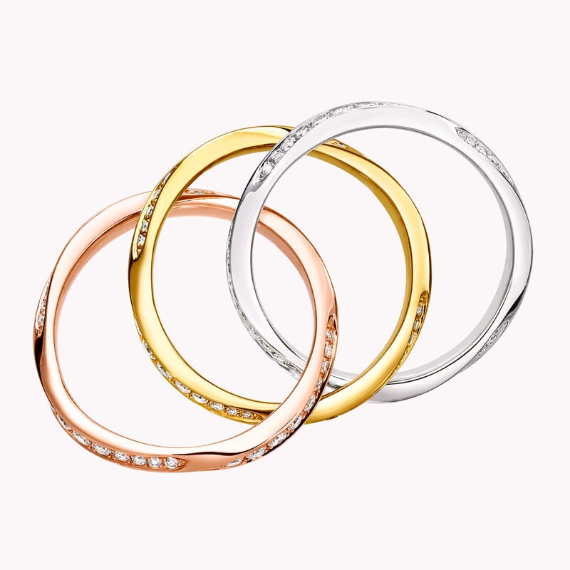 Triple Spiral Pav&eacute; Diamond Ring