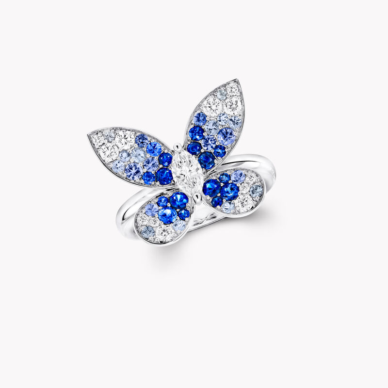 Butterfly Sapphire, Paraiba Tourmaline and Diamond Ring 