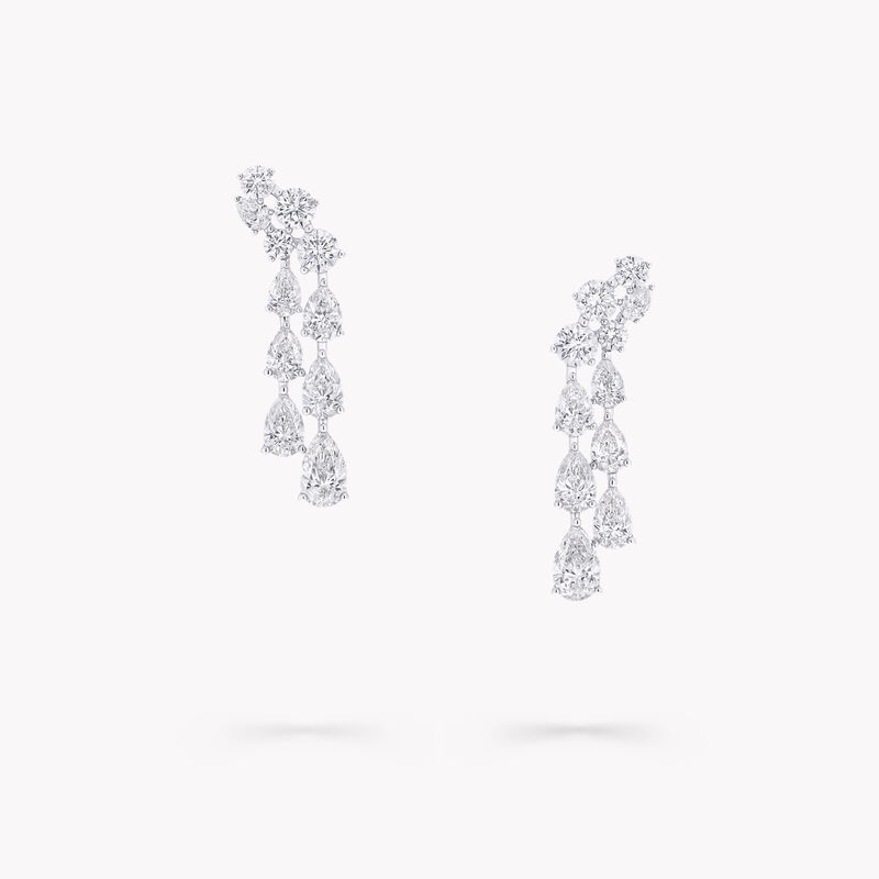 Boucles d&rsquo;oreilles en diamants tailles poire et ronde