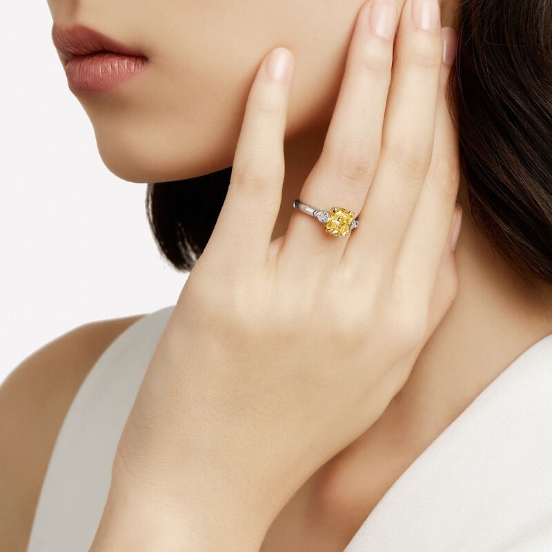 Promise Cushion Cut Yellow Diamond Engagement Ring