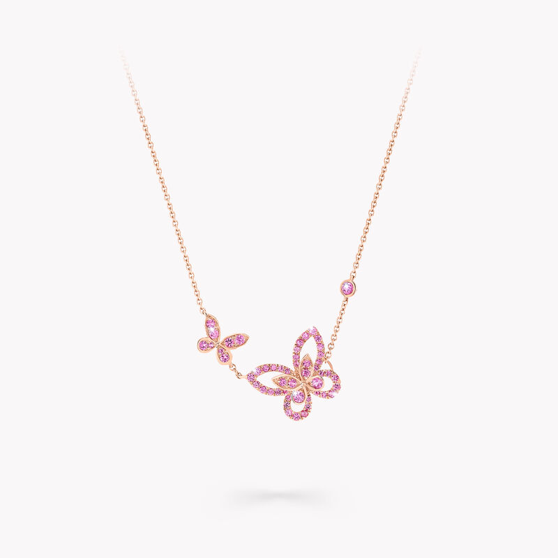 Double Butterfly Silhouette Pink Sapphire Pendant, , hi-res