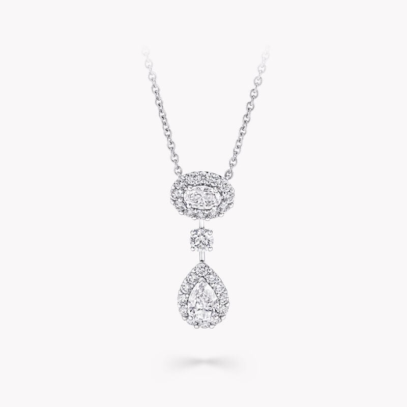 Icon Oval and Pear Shape Diamond Drop Necklace