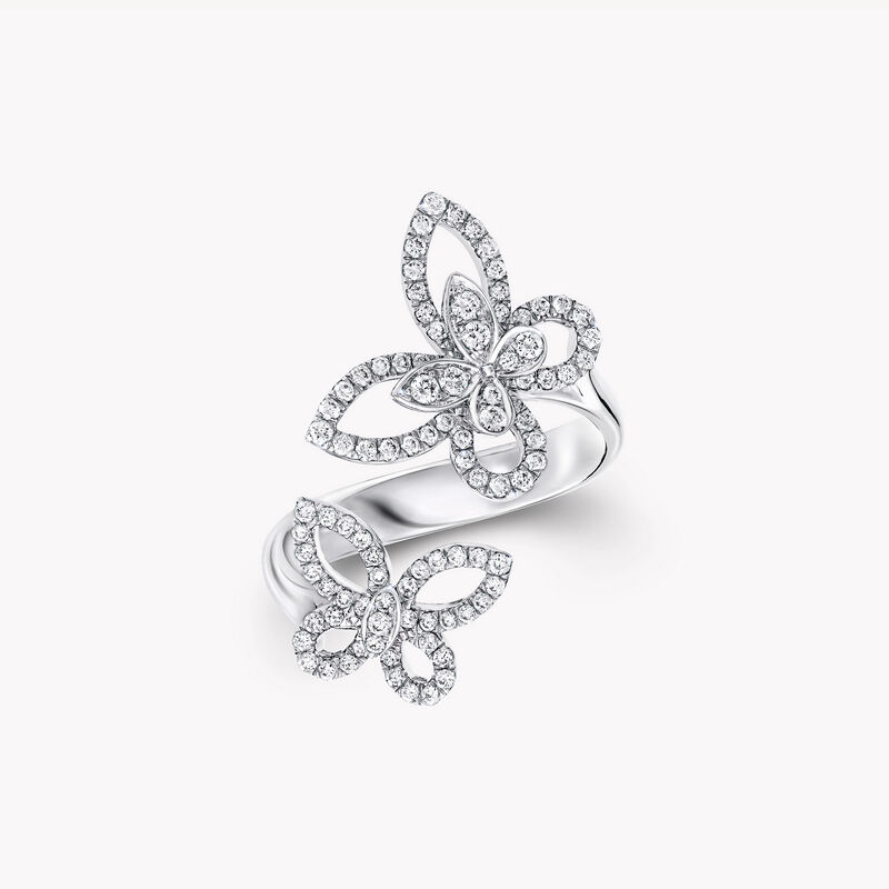 Double Butterfly Silhouette Diamond Ring, , hi-res